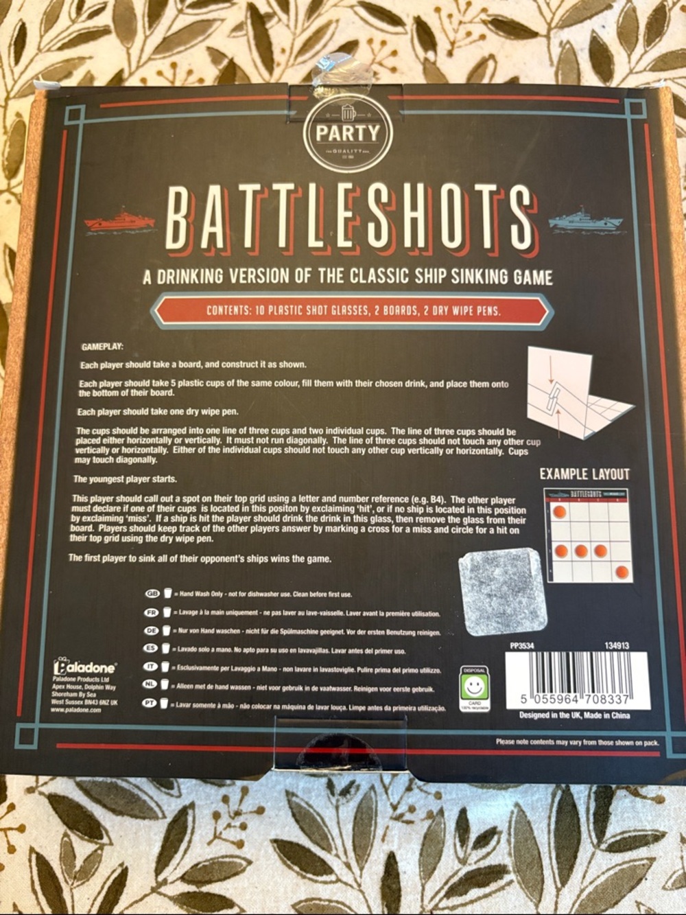 Battleshots Drinking Game Party Board Game - Black - Picture 2 of 2